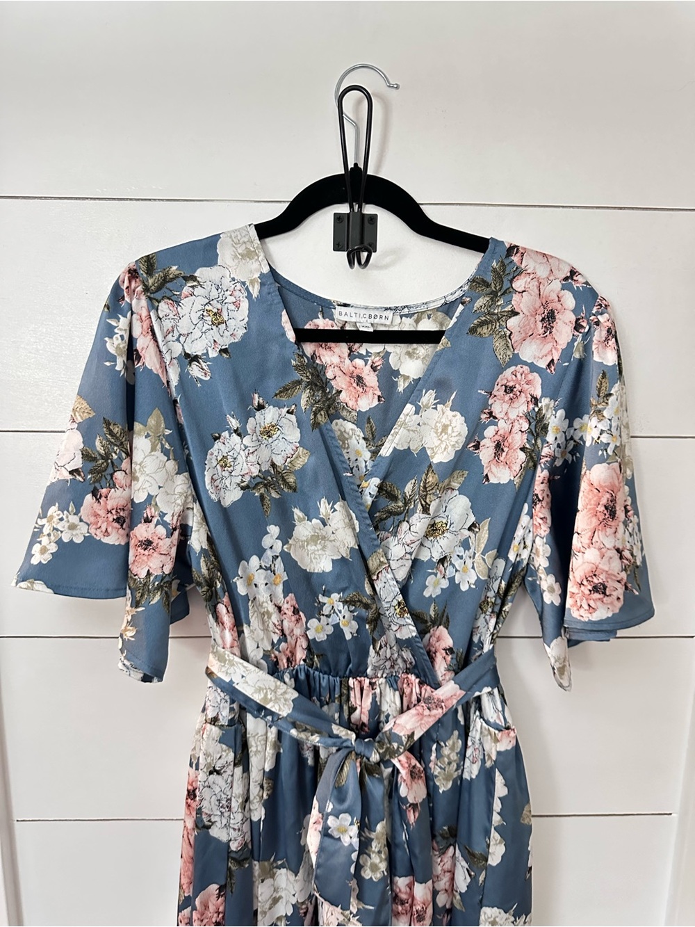 Baltic Born XXL Blue Floral Maxi Wrap Dress Boho Cottagecore Wedding Guest boho - Picture 5 of 14